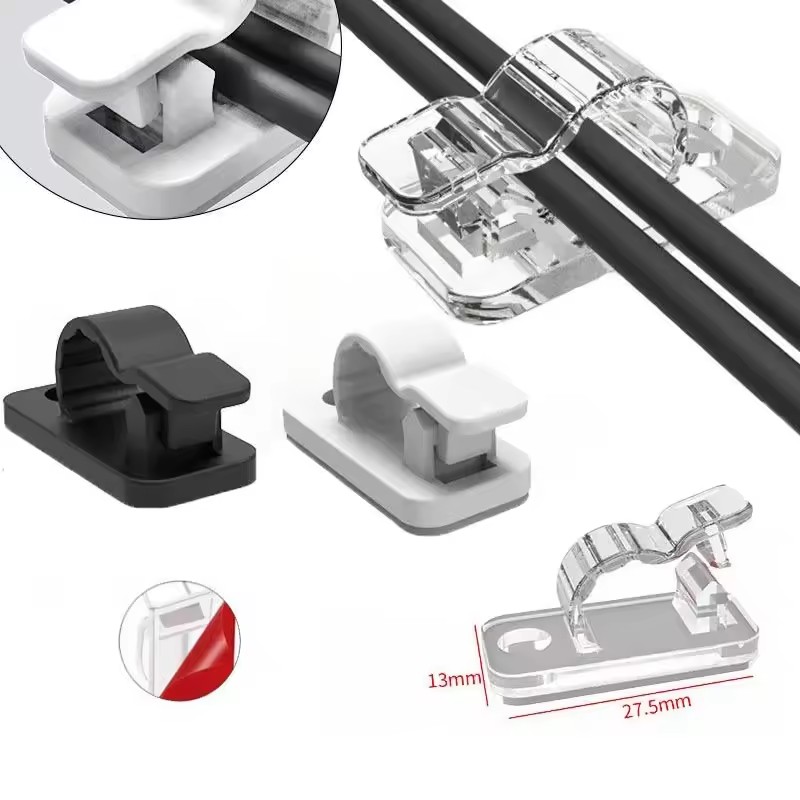 Cable Organizer - คลิปจัดสายไฟแบบมีกาวในตัว อุปกรณ์จัดระเบียบสายไฟ ตัวหนีบจัดระเบียบโต๊ะทำงาน สำหรับบ้าน สำนักงาน รถยนต์
