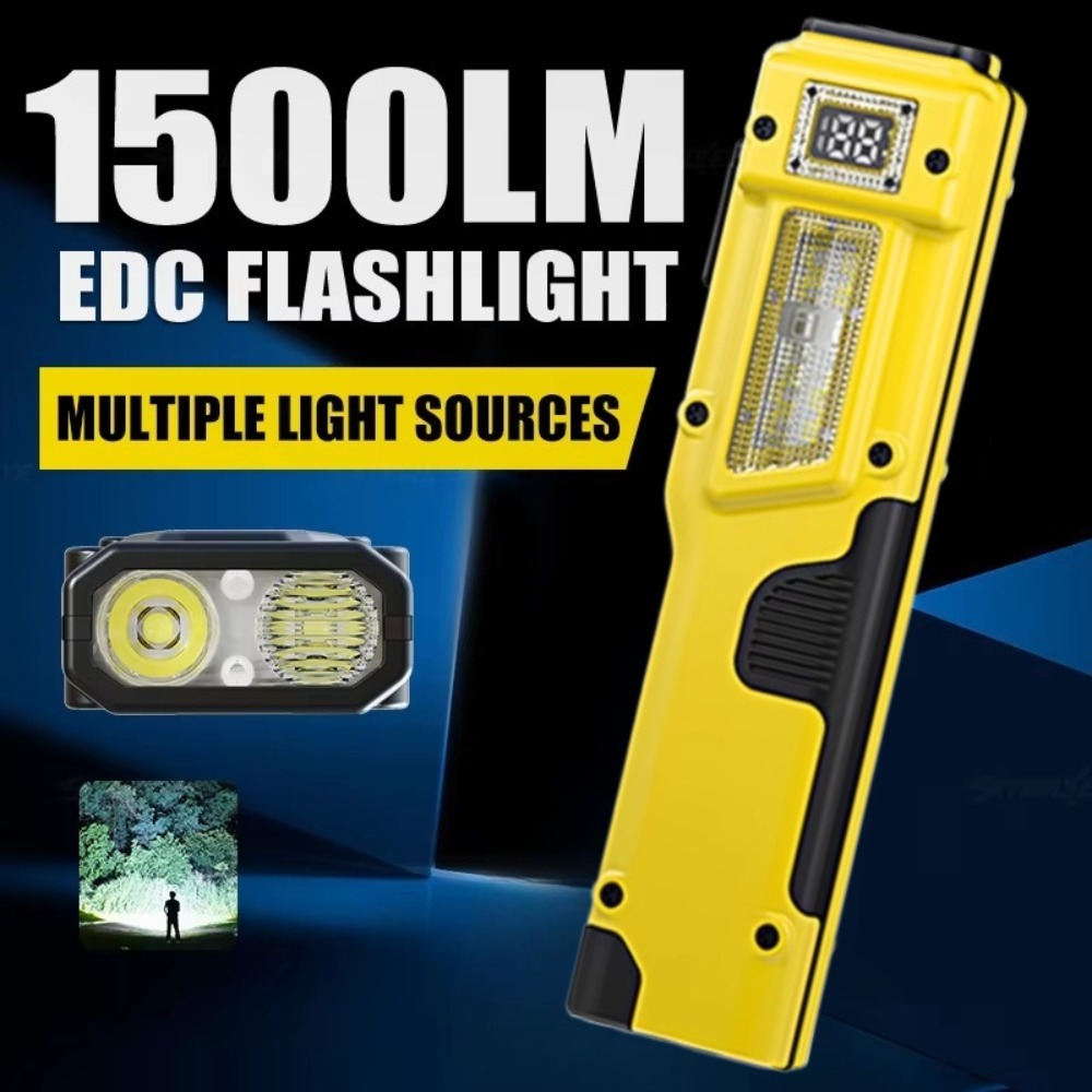 Power Bank - ไฟฉาย LED แบบชาร์จไฟได้ EDC บางเฉียบ พร้อมจอแสดงผลแบตเตอรี่