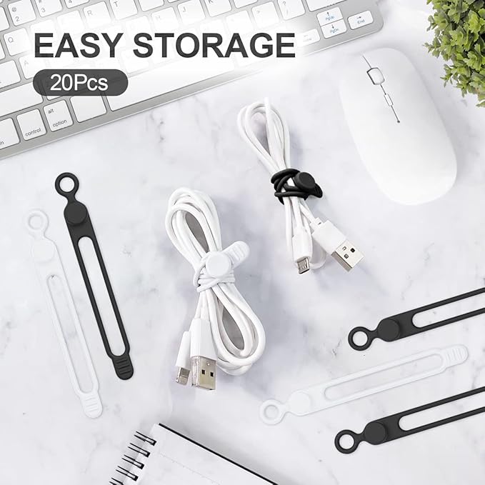 สายรัดซิลิโคน 10 ชิ้น, ที่จัดร - Cable Organizer บทวิจารณ์และราคา