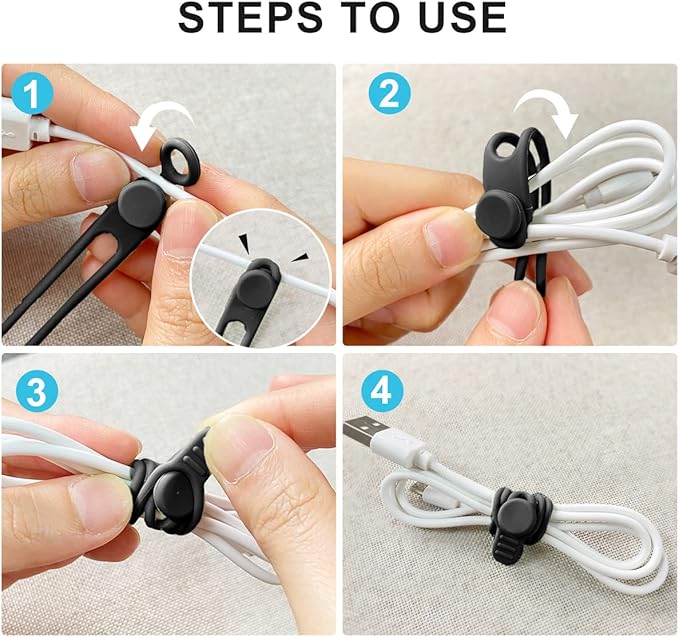 สายรัดซิลิโคน 10 ชิ้น, ที่จัดร - Cable Organizer บทวิจารณ์และราคา